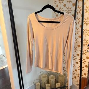 Two Women's Long-Sleeve Scoop Neck Top - Cream and Brown selling both together